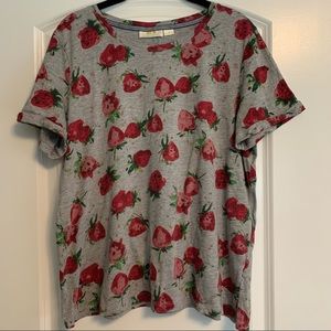 Anthropologie Maeve Strawberry Fields Tee